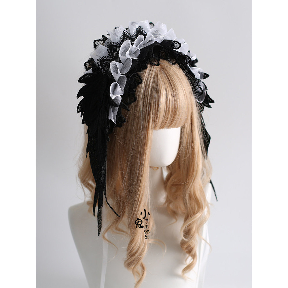 Original Halloween Wings แถบคาดศีรษะ Dark Lolita ลูกไม้ Feather lo Empress Gothic Lolita kc เอเชียวั