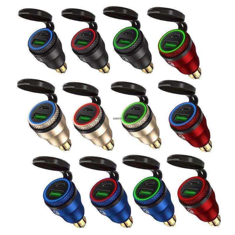 CUY USB C Car Charger PD QC3 0 Fast Car Charger Adapter Dual Port USB Car Charger สําหรับรถยนต์รถจัก