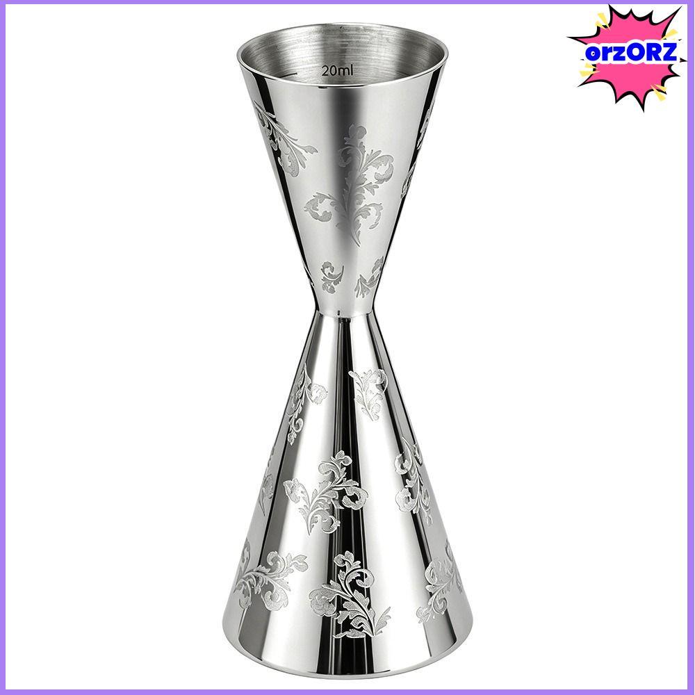 ORZORZ Double Head Jigger, สแตนเลสใบลาย Didi Jigger Cup, Professional 30/60ml Bartending Jigger Bar