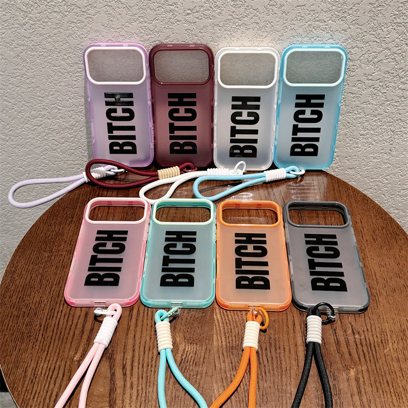 BITCH เคสโทรศัพท์เชือกมือเข้ากันได้สําหรับ iPhone17promax 17pro 16promax 16pro 15promax 14promax 13 14 14pro 16 ปลอกฝาหลังกันกระแทก
