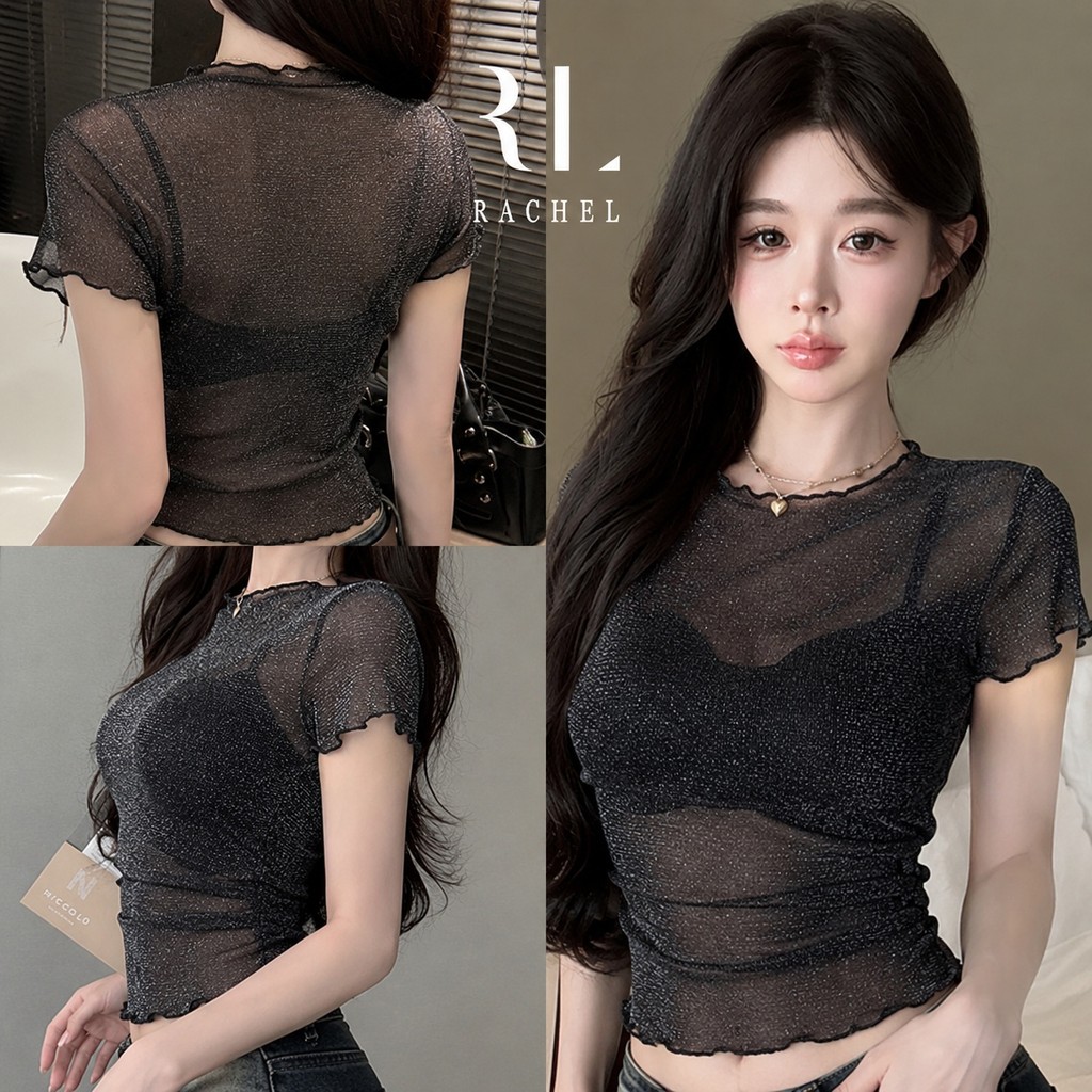 เสื้อซีทรูตาข่ายแขนสั้น แฟชั่นสตรีทชิคๆ เท่ก็ได้เซ็กซี่ก็ดี