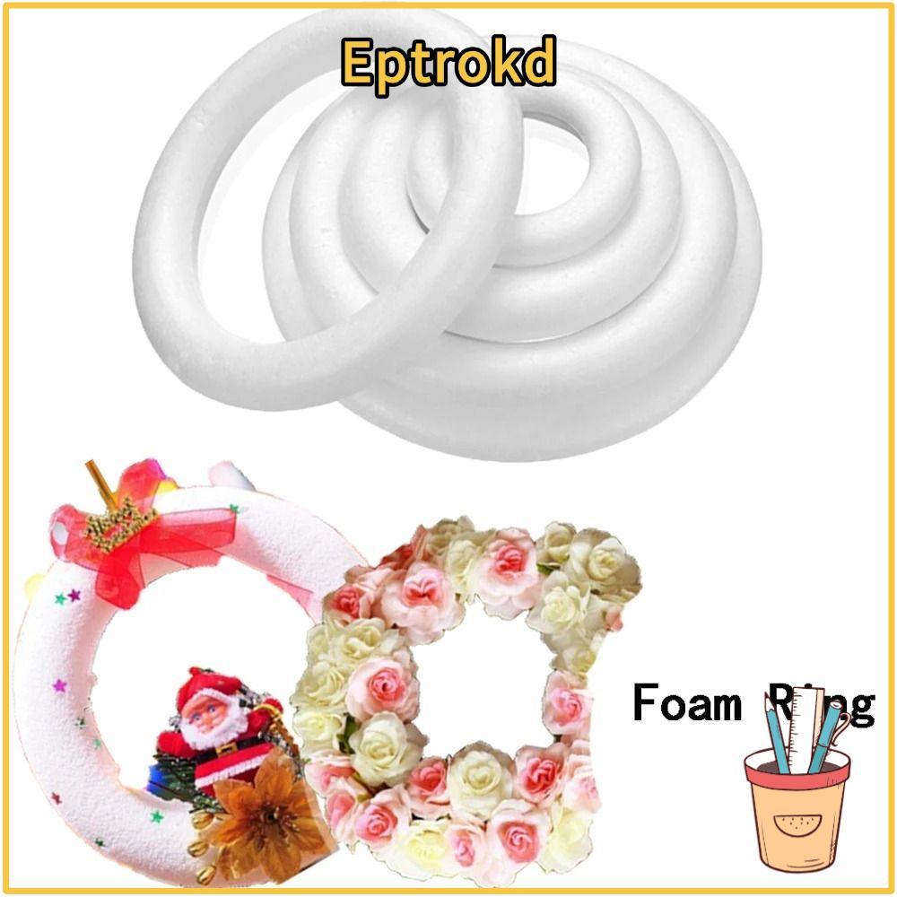 EPTRO แหวนโฟม DIY พวงหรีด Polystyrene สีขาวกลม 5-20 ซม. สำหรับงานคริสต์มาสและตกแต่งงานแต่งงาน