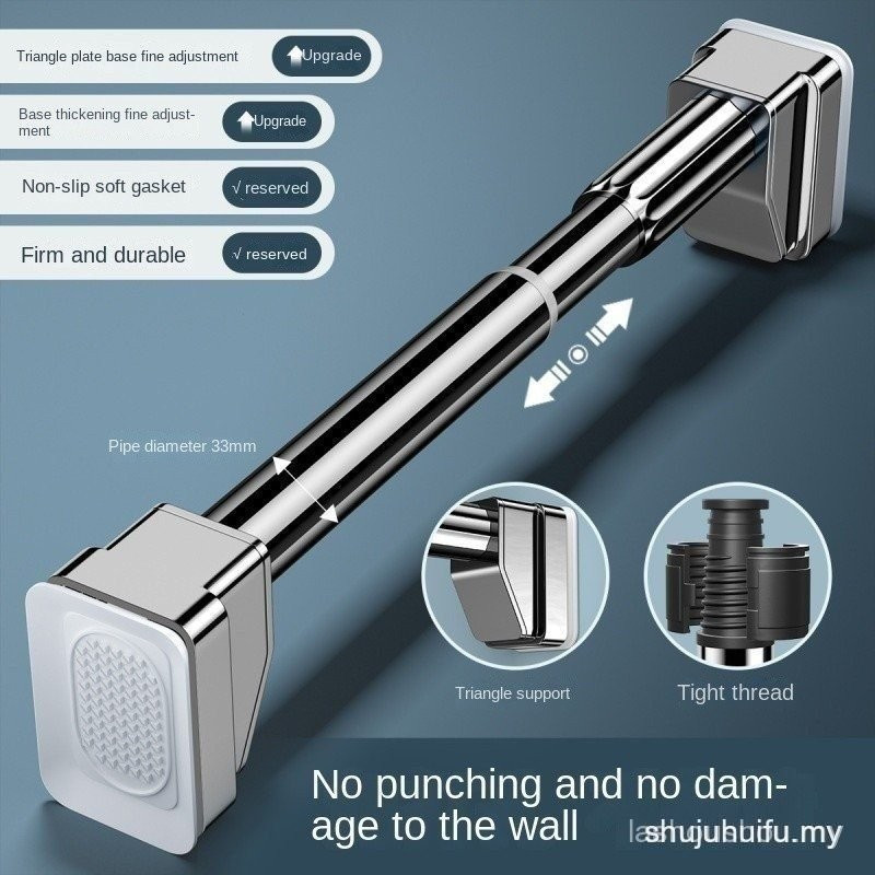 เจาะฟรี Telescopic Rod เสื้อผ้า Rod Roman Rod ระเบียงห้องน้ําผ้าม่าน Rod ตู้เสื้อผ้าในครัวเรือนเสื้อ