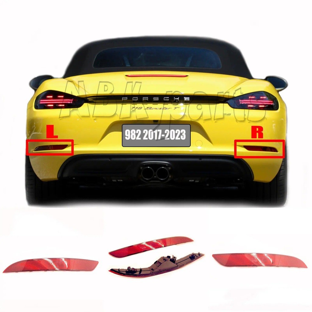 ด้านหลัง 2in1 หมอก Reflector สําหรับ 17-23 Porsche 981 Fit 718 Cayman Boxster Turbo S GTS ฐานเปิดประ