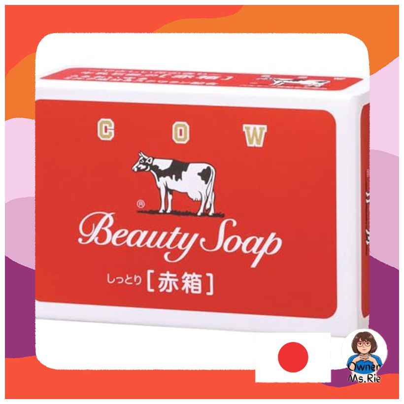 Cow Brand Milk Soap Red Box 85g x 1 - Rose Scent, Milk Ingredients, Creamy Moisturizing Foam with Sq