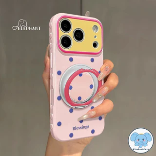 เคสไอโฟน11 17สำหรับ IPhone 17 Air 12 11 15 13 14 Pro Max 8 15 7 16 Plus X XR XS Maxเคสหัวใจฟองน้ำ ลายจุดสีคู่ สไตล์หวานๆ