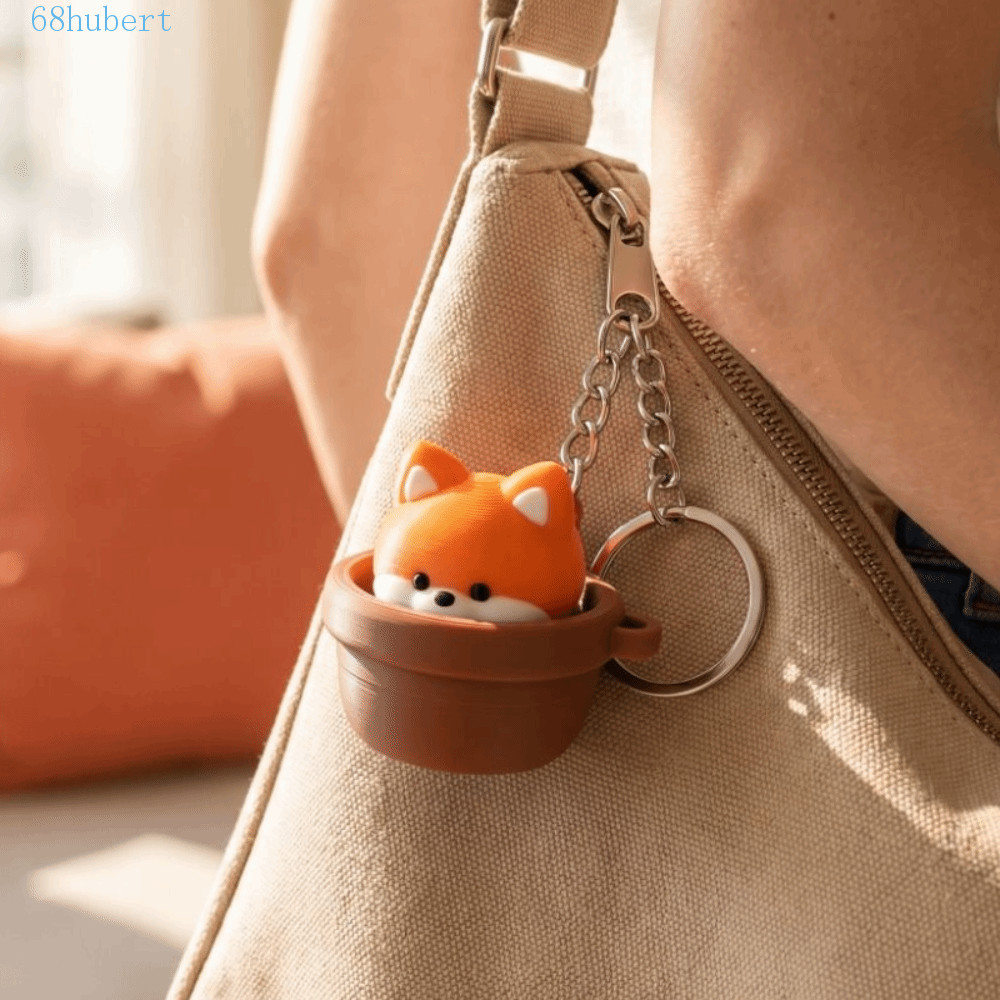 HUBERT Fidget Clicker พวงกุญแจ, Key แหวนปุ่มกด Keycap Clicker จี้, น่ารัก 3D พิมพ์เป็ด Panda ตลก Lucky Cat Key Chain ของขวัญ
