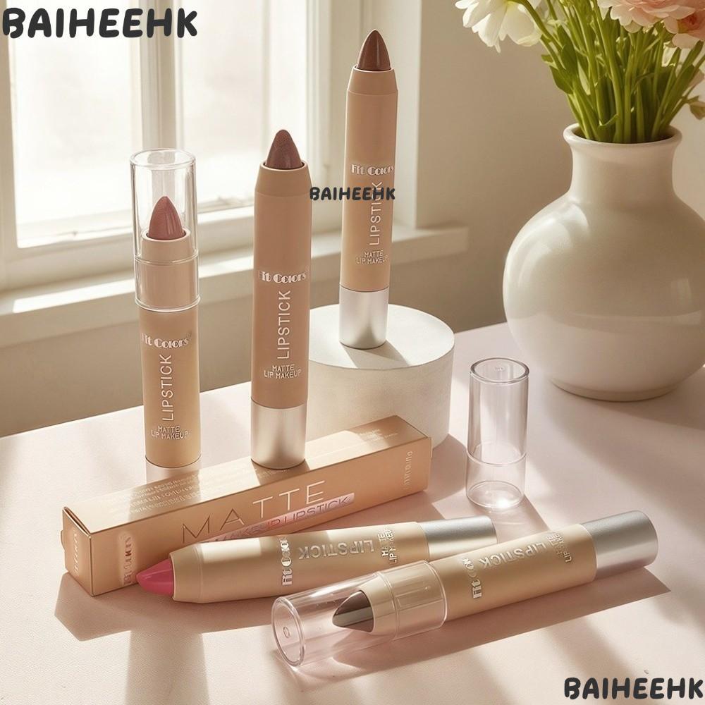 BAIHEIH ลิปสติก Lipliner, ทอง Glitter กันน้ําริมฝีปาก Lipliner ดินสอ, Long-Lasting Matte Shiny Lipli