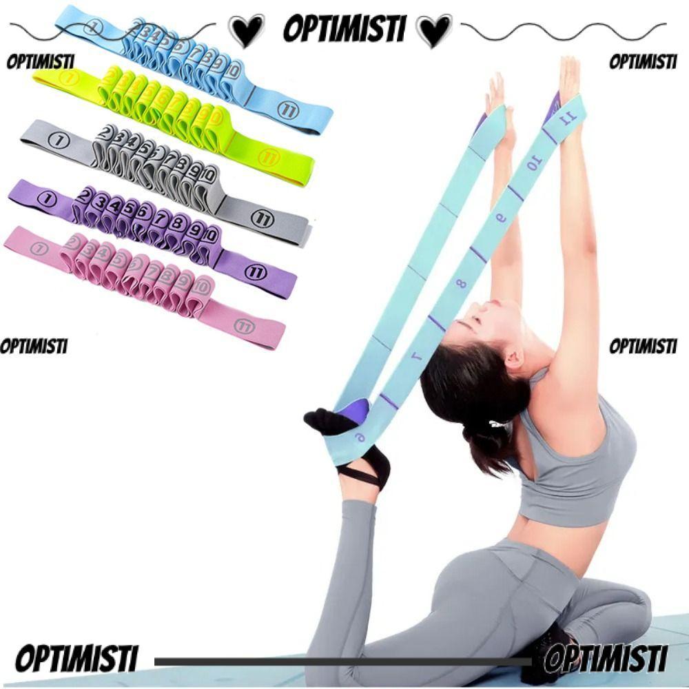 OPTIMISTI8E เข็มขัดยืดโยคะ, Digital Resistance Band Fitness Tension Belt, Multi Segment Yoga Pilates