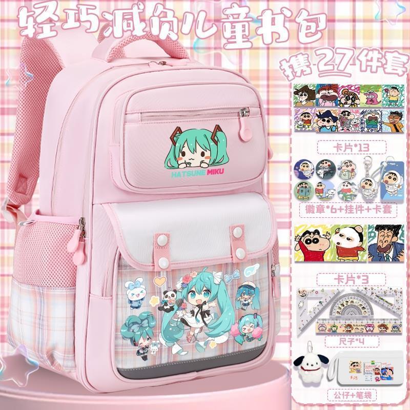 กระเป๋าเป้นักเรียน Hatsune Miku ระบายอากาศได้หลายชั้นการ์ตูนความจุขนาดใหญ่กระเป๋าเป้สะพายหลังชายและหญิง