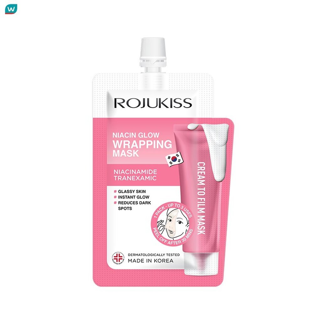 Rojukiss โรจูคิส ไนอะซิน โกลว์ แร็ปปิ้ง มาส์ก 10 มล.
