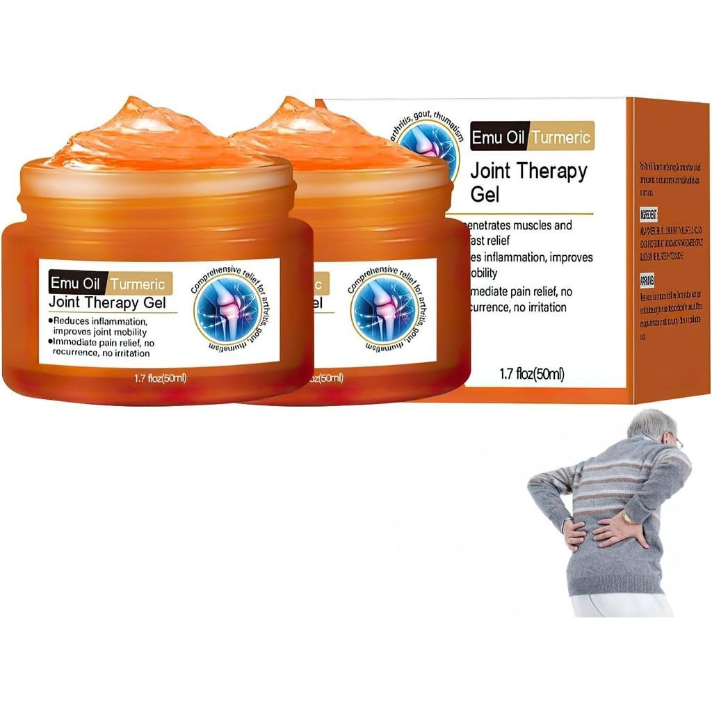 2 ชิ้น Emu Oil Turmeric Joint Therapy Gel, Professional Soothing Relief Massage Gel, เจลที่มีประสิทธ