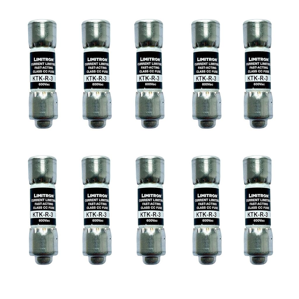 10-Pack ใหม่ KTK-R-3 KTK-R-3A KTK-R 3A 600Vac Fast Acting Fuse,KTK-R-3A Limiting Class CC ปฏิเสธตลับ