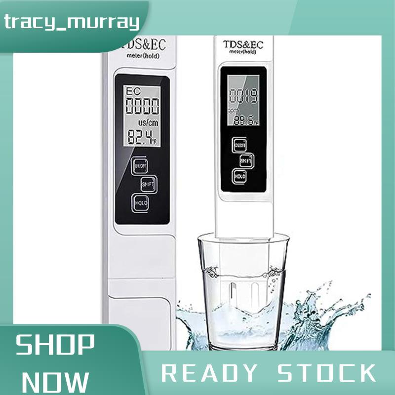 tracy_murray TDS Meter เครื่องทดสอบน้ําดิจิตอล TDS,อุณหภูมิและ EC Meter 0-999Ppm PPM Meter สําหรับ H