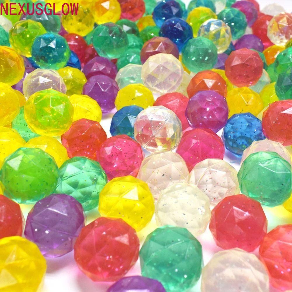 NEXUSGLOW 6 ชิ้น Diamond Bouncy Ball, Clear Large Rubber Bouncy Ball, Diamond Shape Ball สุ่ม Bouncy
