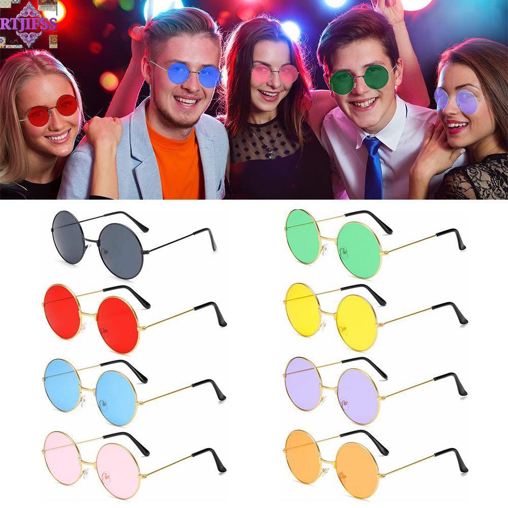 RTJIFSS แว่นกันแดดทรงกลม Hippie Retro Party Circle Glasses