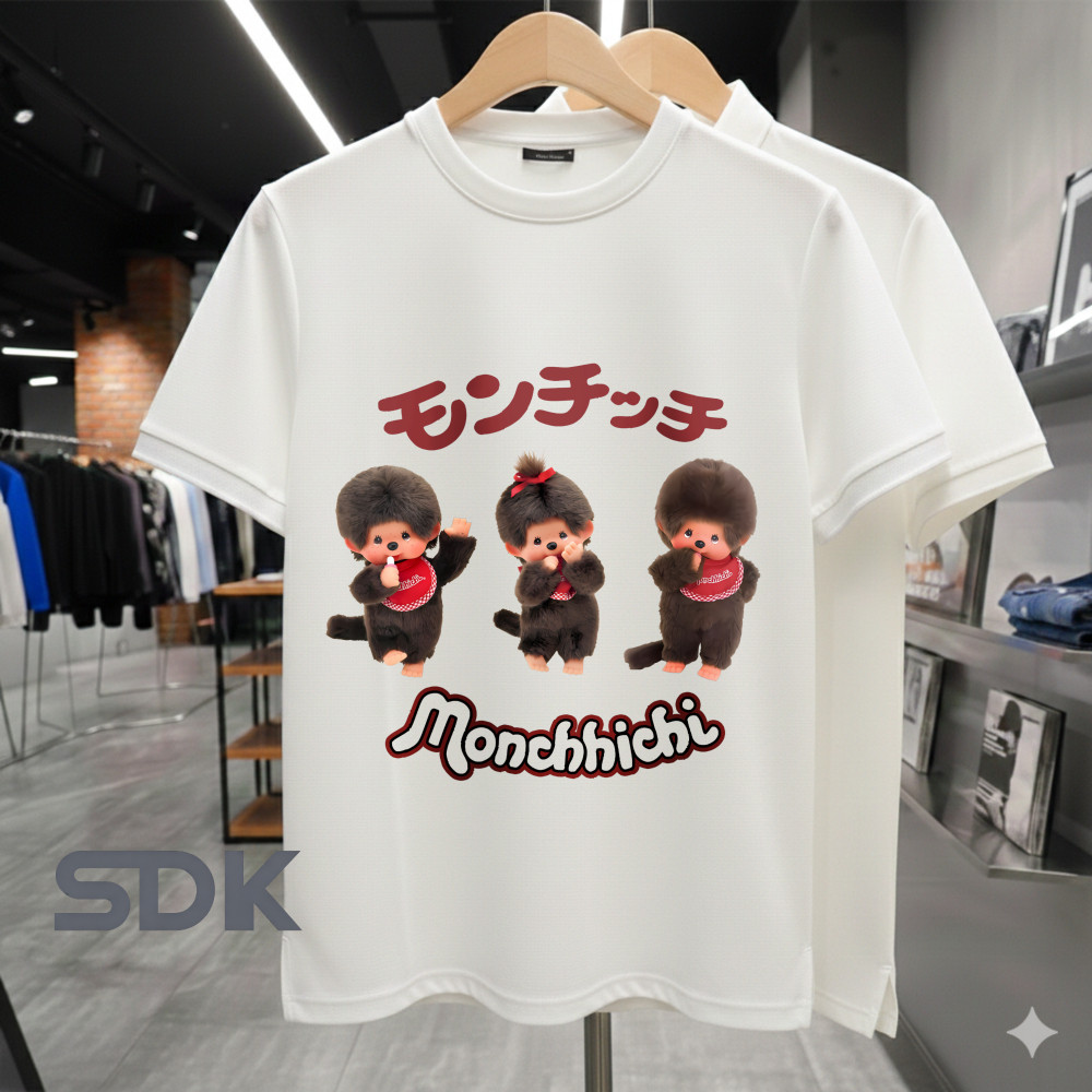 เสื้อยืดสไตล์ญี่ปุ่นลาย_monchhichi_ผ้าคอตตอนนุ่มใส่สบายสําหรับผู้ใหญ่แฟชั่นสตรีทแวร์คุณภาพพรีเมียม