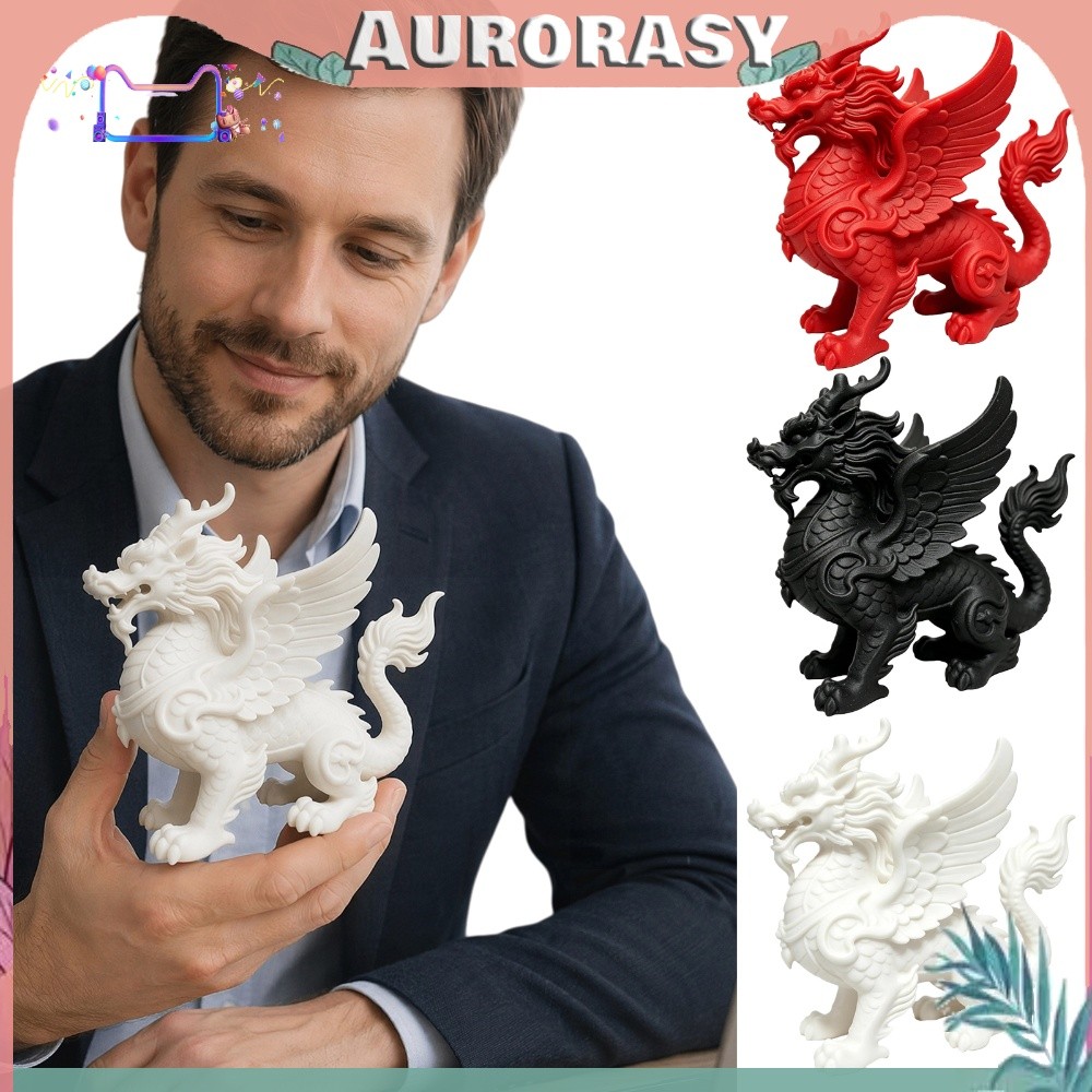 ❤3D พิมพ์จีน Qilin รุ่น Wing Dragon Qilin ตุ๊กตาสําหรับห้องนั่งเล่น Office Desk Decor