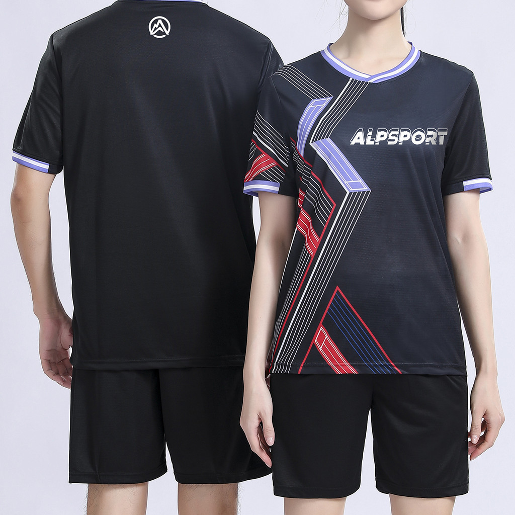 ALP YT-2016 สีดํากีฬาแห้งเร็ว Tee Multi-sport Jersey สําหรับแบดมินตันฟุตบอลเทนนิสวอลเลย์บอล