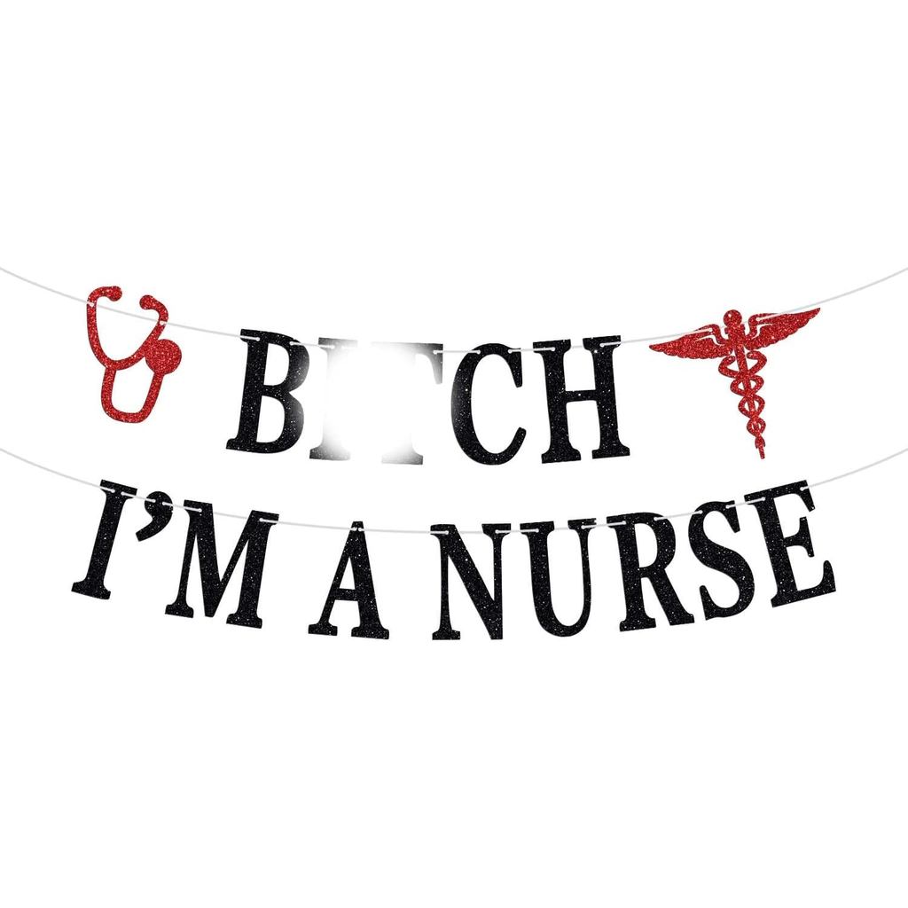ฉันเป็นแบนเนอร์พยาบาล-กฤษฎีพยาบาล/เล็บมัน/RN/BSN/NP- อุปกรณ์ตกแต่งงานปาร์ตี้จบการศึกษาโรงเรียนพยาบาล