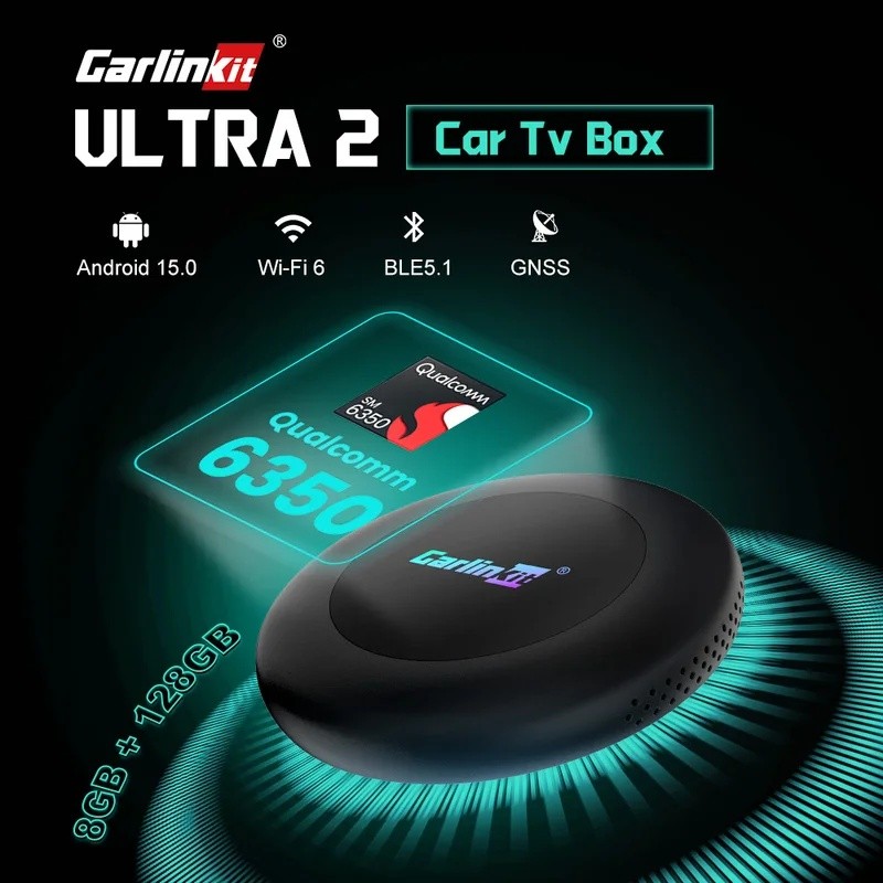 UJI7 CarlinKit Ultra2 กล่อง Android 15.0 SM6350 กล่องทีวี CarPlay ไร้สาย Android อะแดปเตอร์ไร้สายอัต