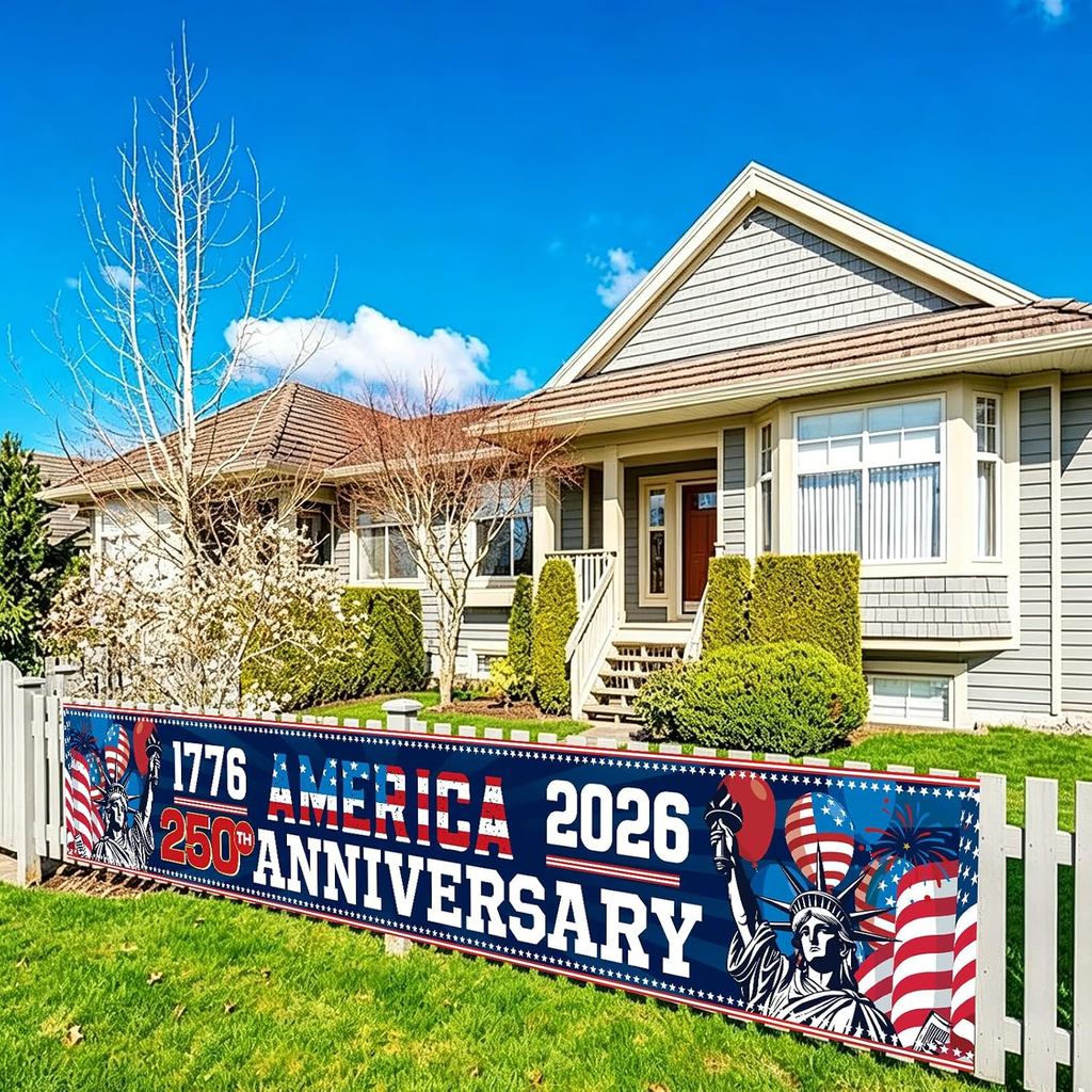 250th Anniversary American Banner Flag, 1776-2026 USA 250th Birthday Premium Banner with Grommets, 4