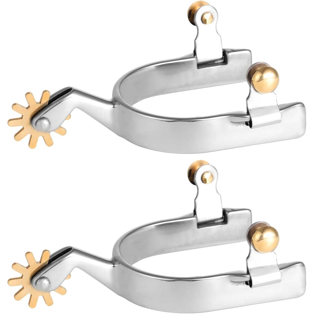 Lnvug 2 Pack Horse Spurs, Stainless Steel Horse Spurs for Men Women, Western Cowboy Boot Spurs for R