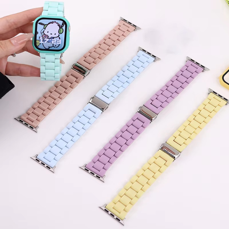 สายเรซิ่นอะคริลิคสําหรับ Apple Watch Ultra 4 3/SE 3 2 Series 12 11 10 9 8 7 6 IWatch 49 46 45 44 42 