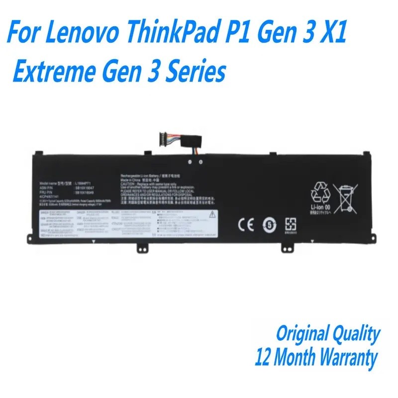15.36V 80Wh L19M4P71 แบตเตอรี่แล็ปท็อปสําหรับ Lenovo ThinkPad P1 Gen 3 X1 Extreme Gen 3 Series L19C4