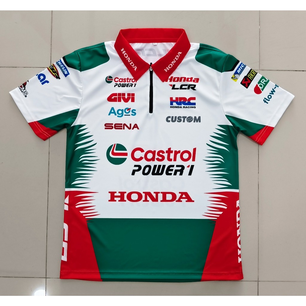 เสื้อโปโลซิปคอ Motogp ทีม Castrol Honda Hrt MG0291 รุ่นพิมพ์ขนาด S-5XL เสื้อโปโลผู้ชาย