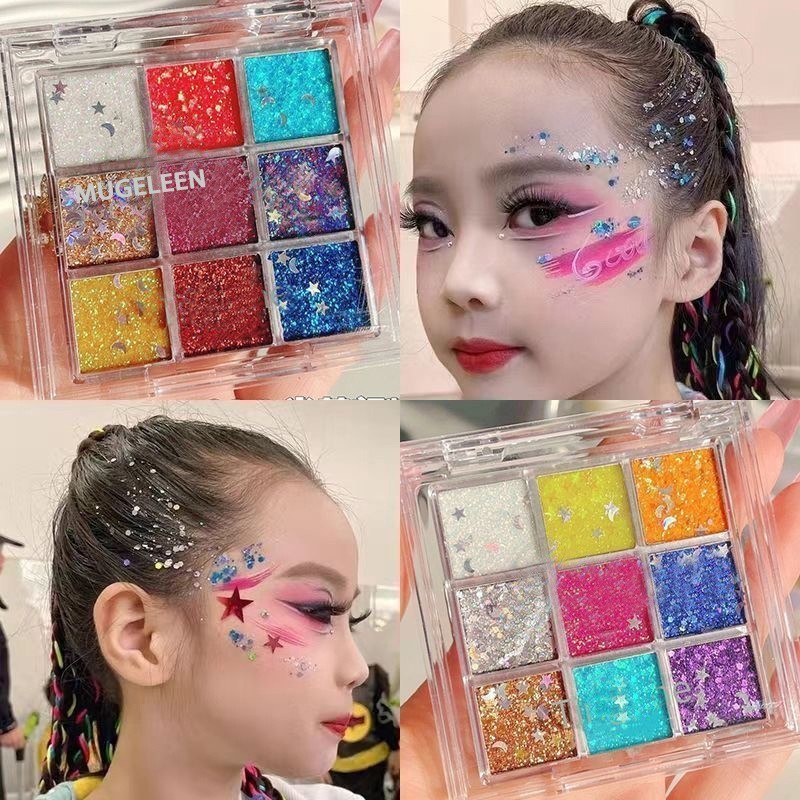 shiny:อายแชโดว์เกล็ดประกาย 9 สี มีเกล็ดประกายชุบฝุ่นเล็ก และเกล็ดรูปดวงจันทร์ดาว ใช้ทำเมคอัปเทศกาล เวที ปาร์ตี้ YC4510