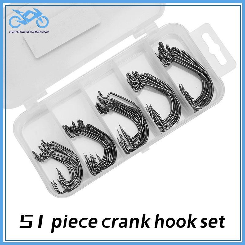 EVER Small Five Grid Box Set 51 Crank Hooks, Niel Fishing Hooks, Fishing Gear, Bait, And Hooks TH