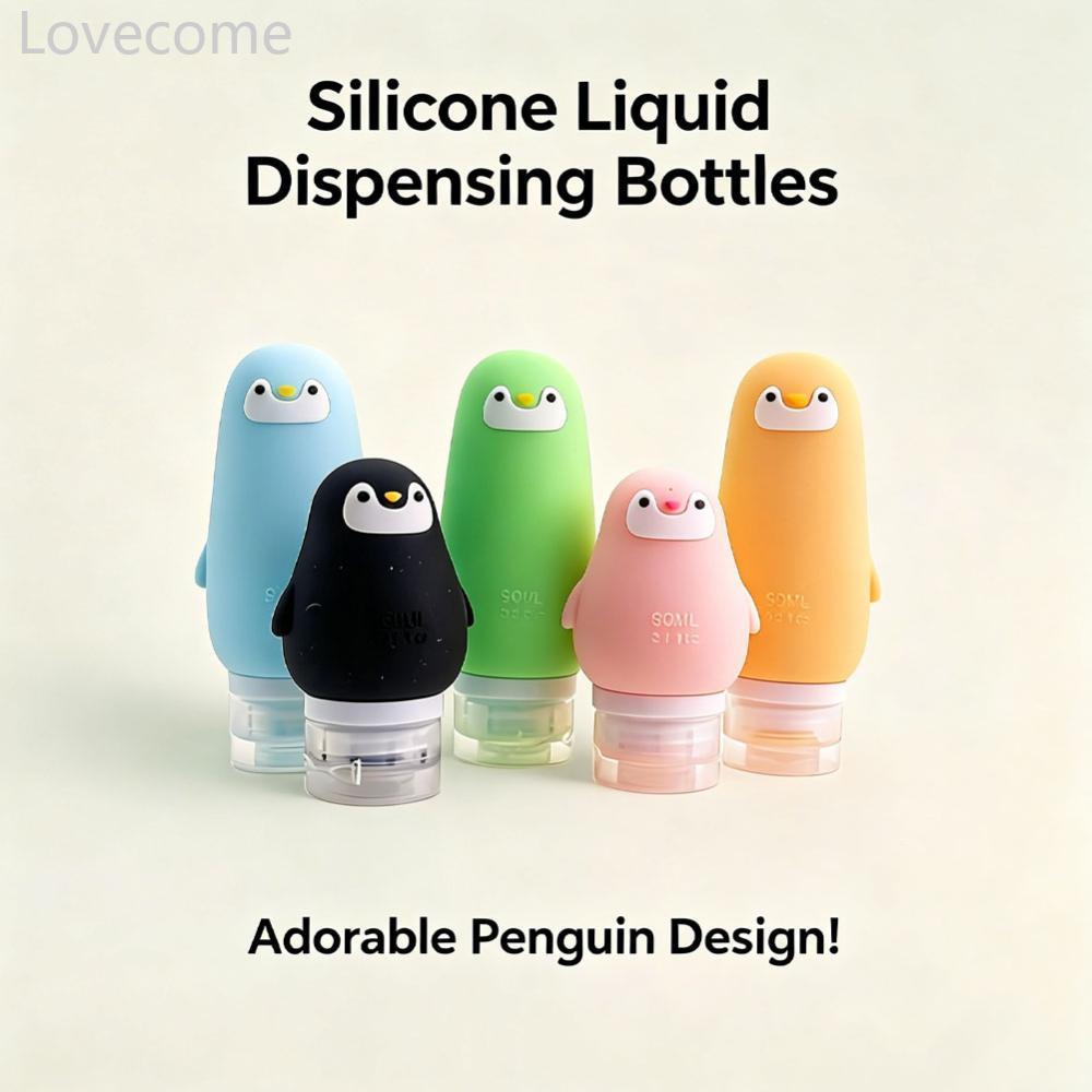 Lovecome น่ารักเพนกวินซิลิโคนขวดเดินทาง 60ml/90ml Squeezable Toiletry คอนเทนเนอร์รีฟิลโลชั่นแชมพูสํา