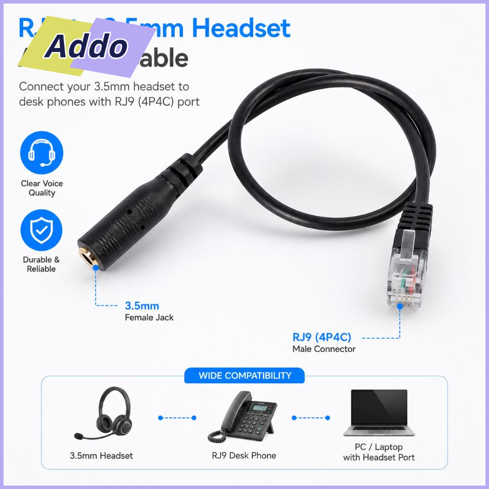 ADDO.PH RJ9 สายอะแดปเตอร์,เปลี่ยน 3.5 มม.RJ9 RJ9 Connector, Professional Universal อะไหล่ 3.5 มม.แจ็