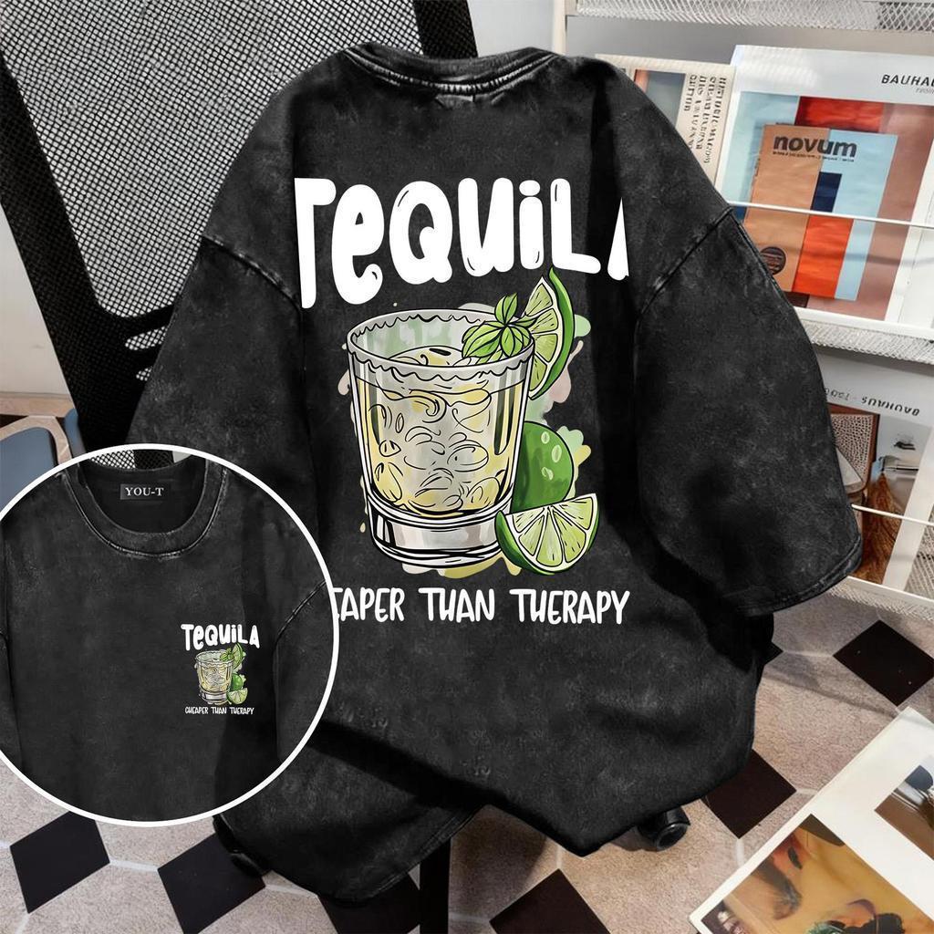 🌷ChillTee🌷เสื้อยืดผ้าคอตตอน  “TEQUILA” ทรง Oversize คอกลม แขนสั้น ผ้านุ่มสบาย ใส่ได้ทุกวัน ฤดูร้อน ไ