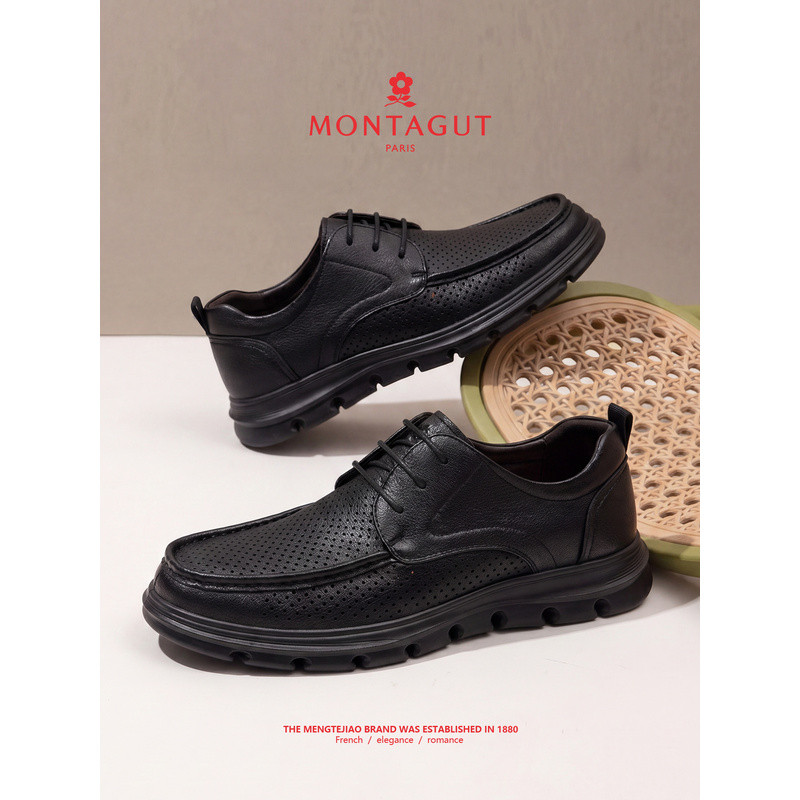 รองเท้าหนังลำลองสำหรับผู้ชาย Montagut แบบโปร่งระบายอากาศสำหรับฤดูร้อน ทำจากหนังแกะแท้ เหมาะสำหรับการ