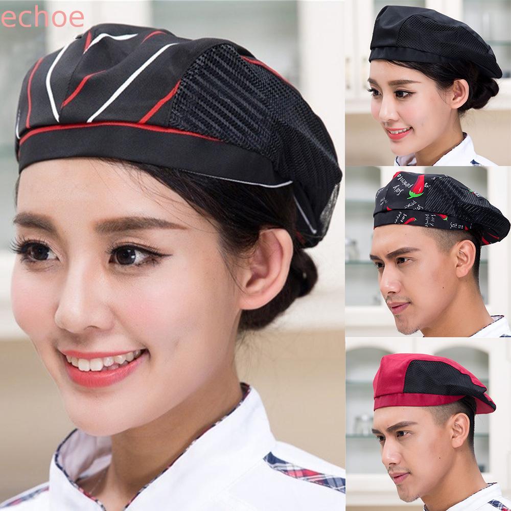 ECHOEDGE หมวกเชฟโรงแรมใส่ทํางานร้านอาหาร Cafe 56-58 ซม.ตาข่ายระบายอากาศ Cook Beret