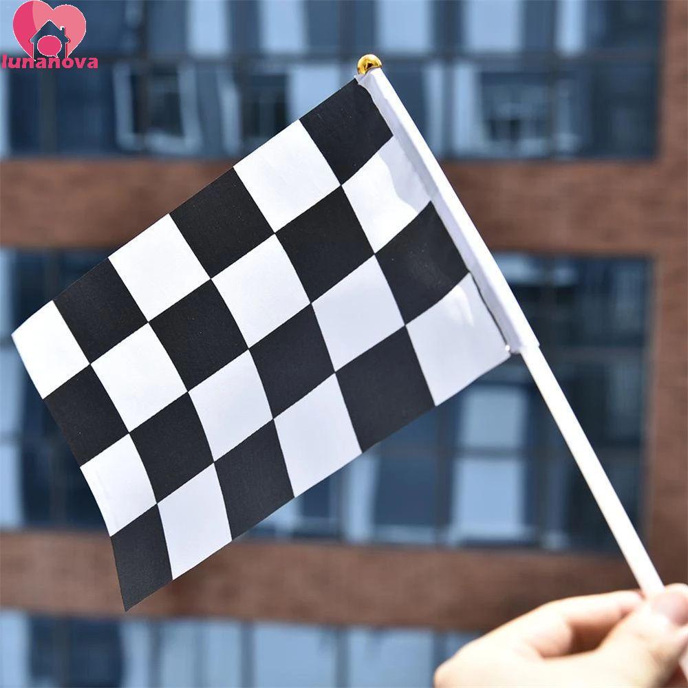 LUNANOVA Racer Checkered Flags สีดําและสีขาว Square Signal Cheer Race Flag รถ Racing Party Check Fla