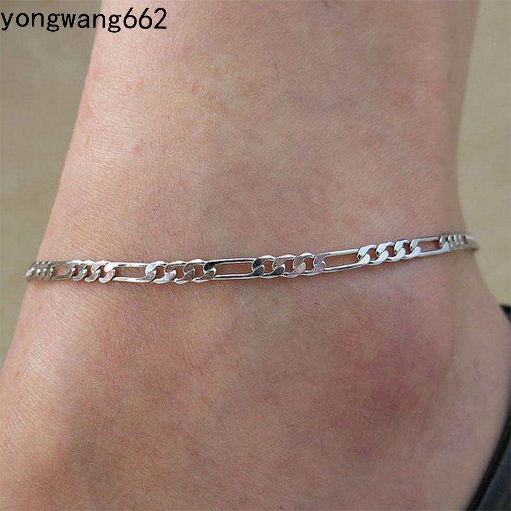 NORYX Anklet Simple Men Womens Gold & Silver Alloy Figaro Chain 1 ชิ้นเครื่องประดับ