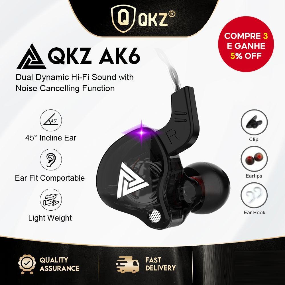 QKZ AK6 - หูฟังกีฬา AK6-X คุณภาพสูงพร้อมไมโครโฟนรุ่นอัพเกรดพร้อมเบส