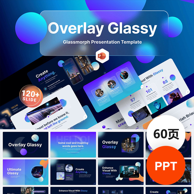Frosted Glass Premium Feeling Morphic Glaze การวิเคราะห์ข้อมูลโปร่งใสทํางานรายงาน PPT Template