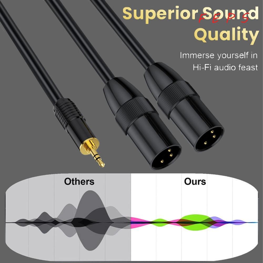 สายแยก FPS สเตอริโอ Y, 0.5 ม. / 1.64ft Plug and Play Dual 3pin XLR ตัวผู้ถึง 1/8in TRS, สาย XLR ยืดห