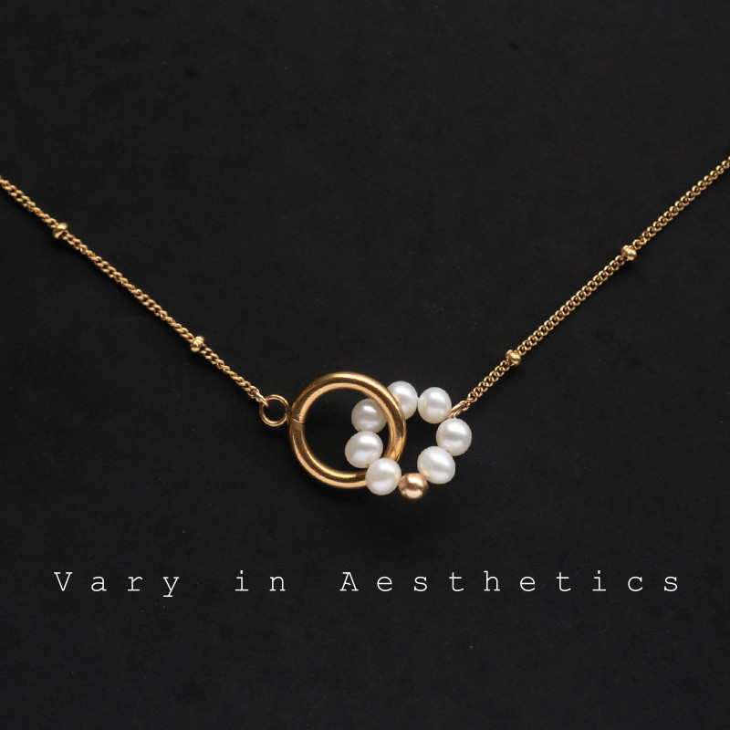 VIA French Natural Pearl Concentric Knots High-End สไตล์ใหม่อินเทรนด์ Niche อารมณ์ Non-Fading สร้อยค