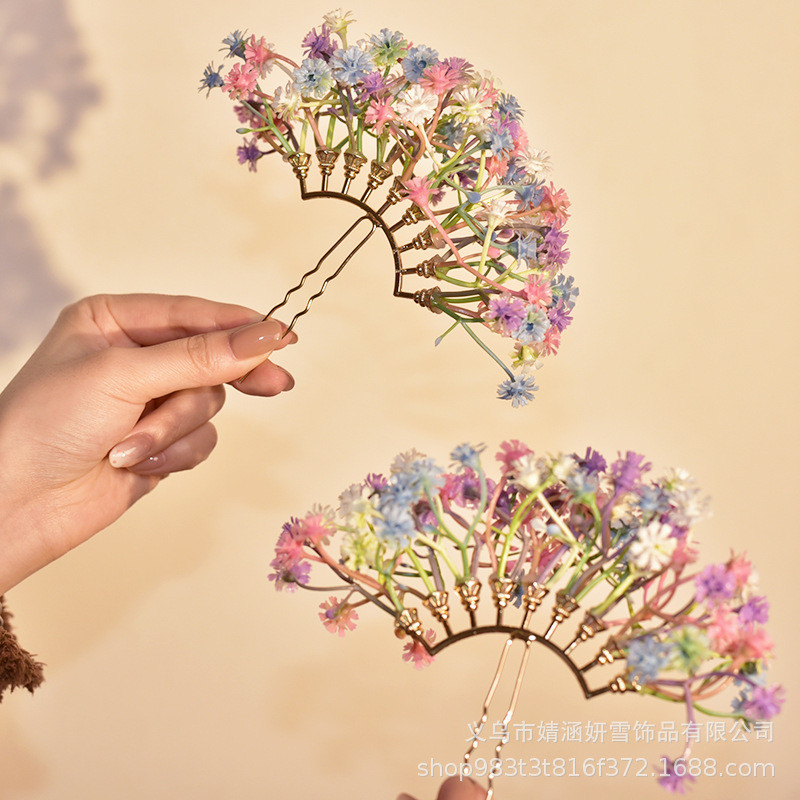 Fairy Sister Liu Yifei สไตล์เดียวกัน Gypsophila Hairpin Liu Yifei สไตล์เดียวกัน Gypsophila อุปกรณ์เส