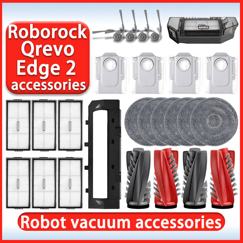 Roborock Qrevo Edge 2 อุปกรณ์สูญญากาศหุ่นยนต์ แปรงหลัก ผ้ากรอง ถุงเก็บฝุ่น ขอบแปรง