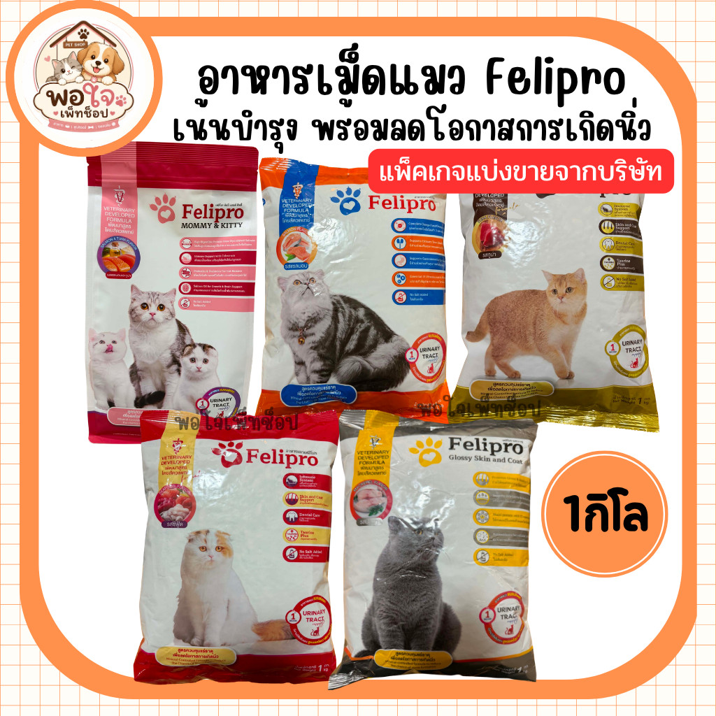(ถุงแบ่ง1กิโล) อาหารเม็ดแมว Felipro เฟลิโปร อาหารแมวเกรดพรีเมี่ยมที่พัฒนาโดยสัตวแพทย์ เน้นบำรุงพร้อมลดโอกาสการเกิดนิ่ว