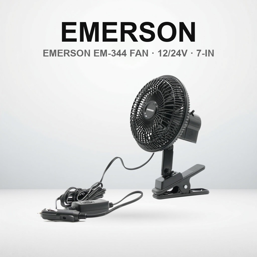 Emerson All-Season Car Circulator Fan - DC12V/24V Compatible for Cars & Trucks, 7-Inch Powerful Fan 