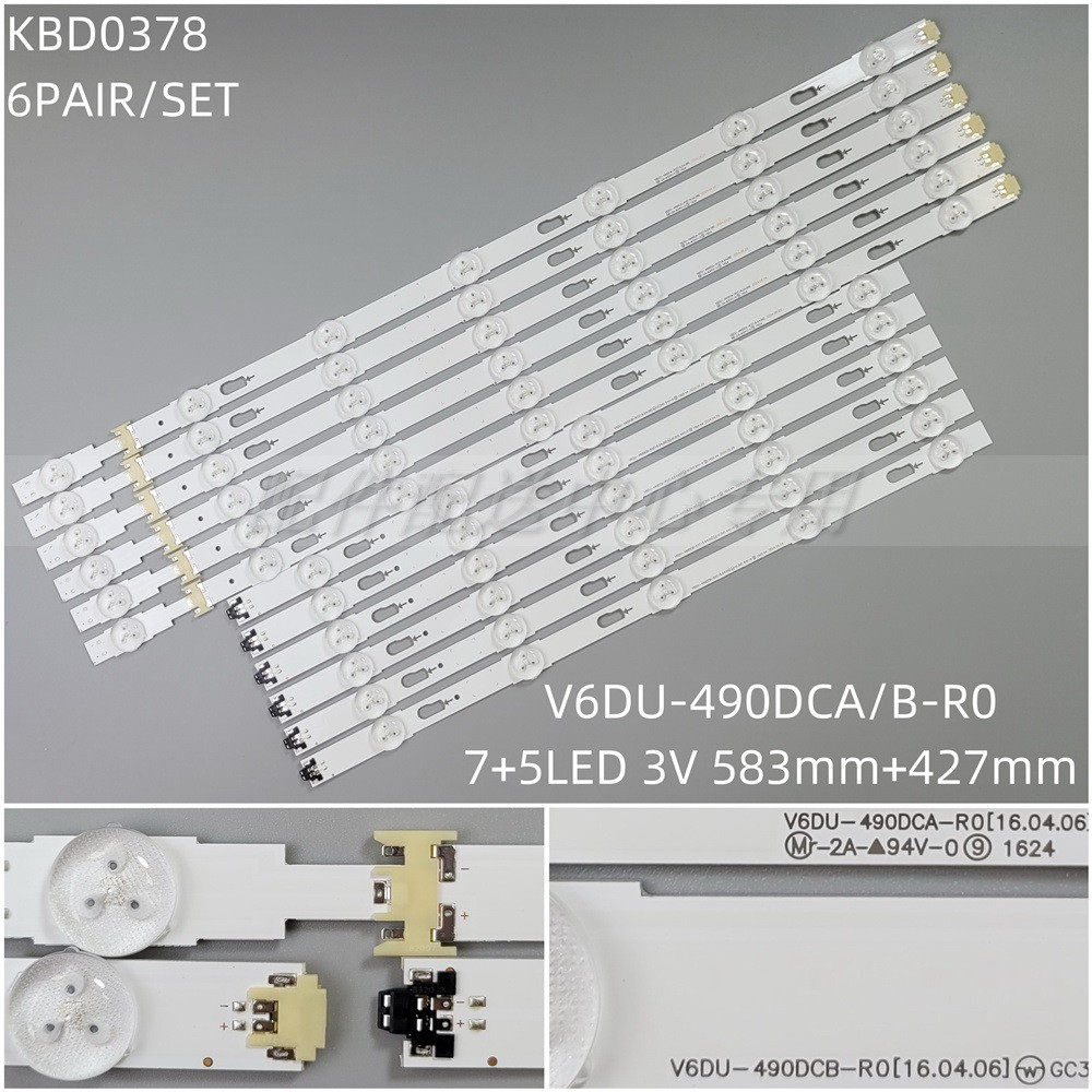 6 คู่ * UE49MU6200 UE49KU6100K แถบแสง V6DU-490DCA/B-R0 BN96-40633A