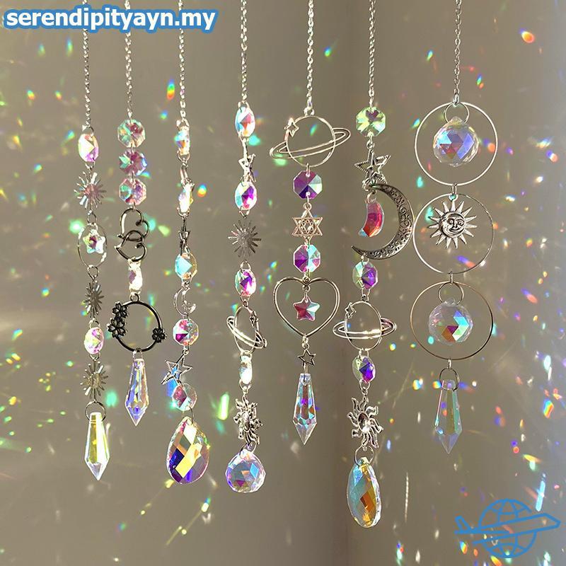 SE แขวนจี้คริสตัล Garden Suncatcher กระดิ่งลม Rainbow Prism คริสตัลสําหรับตกแต่งหน้าต่างของฉัน
