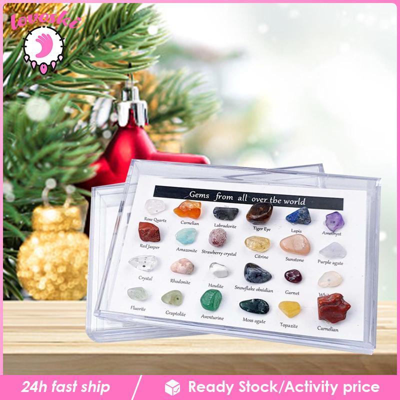 [Lovoski] 24x Advent ปฏิทินภูมิศาสตร์ Rock Mineral Collection Set ตกแต่ง Rock Collection Mineral Roc